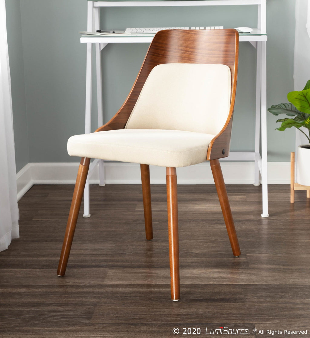 Anabelle Chair - Set of 2 - Walnut Wood, Cream Fabric