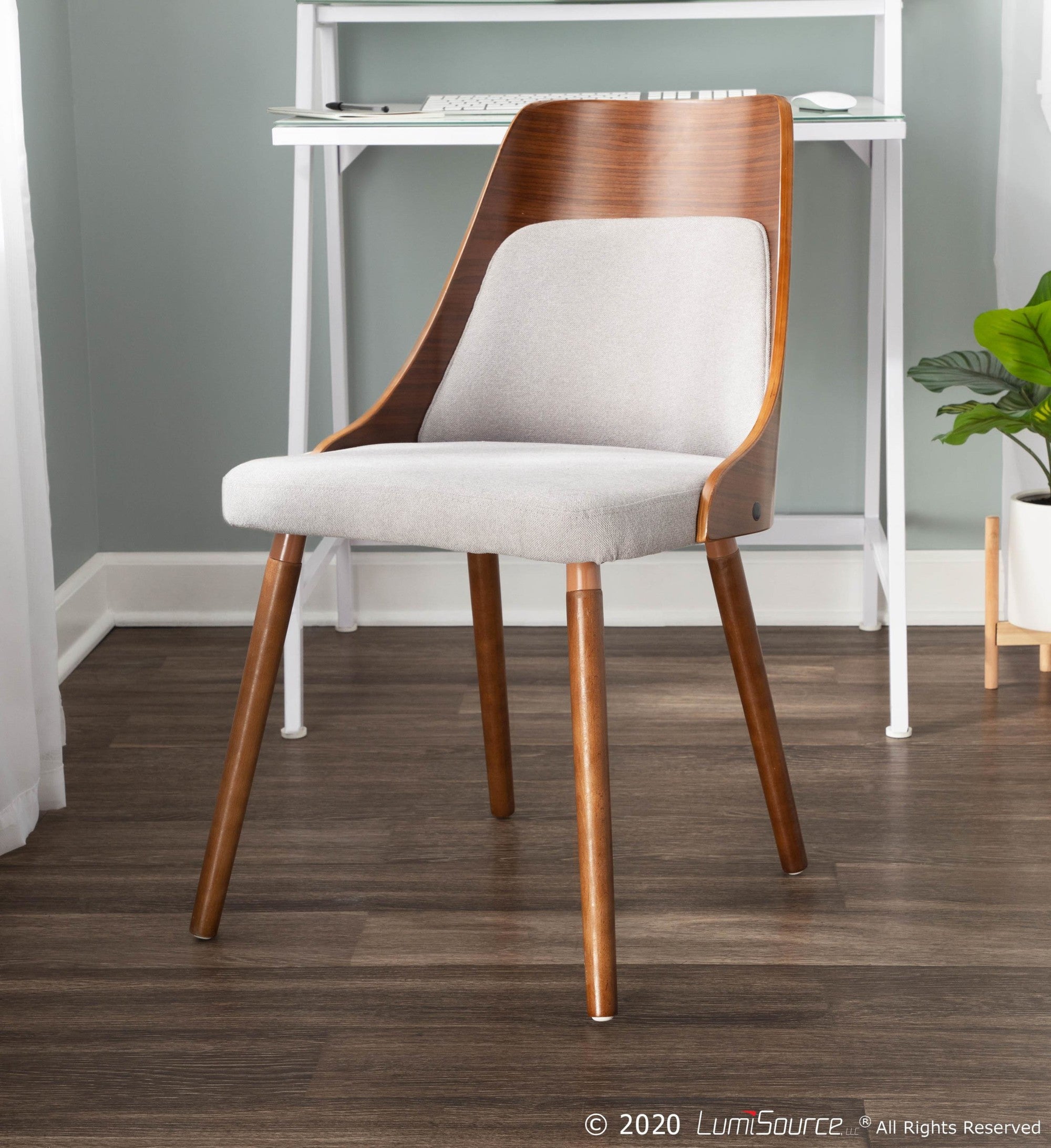 Anabelle Chair - Walnut Wood, Grey Fabric