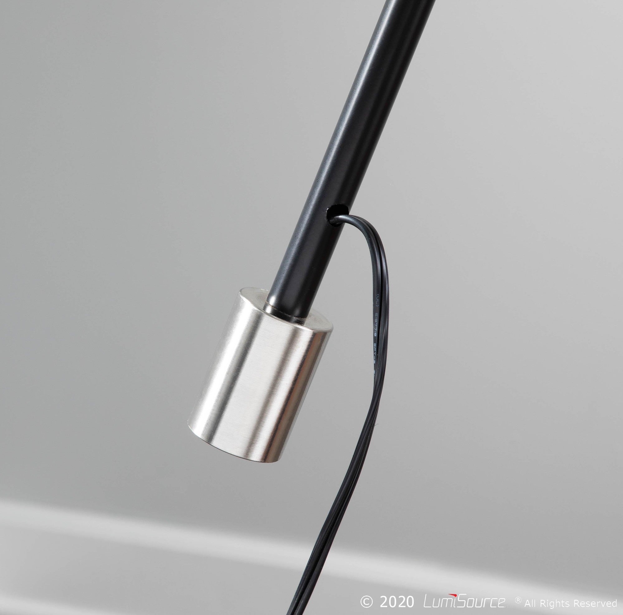 Robyn Floor Lamp - Walnut Wood, Black Metal, Black Linen