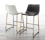 Duke 26" Fixed-Height Counter Stool - Set of 2 - Gold Metal, Black PU