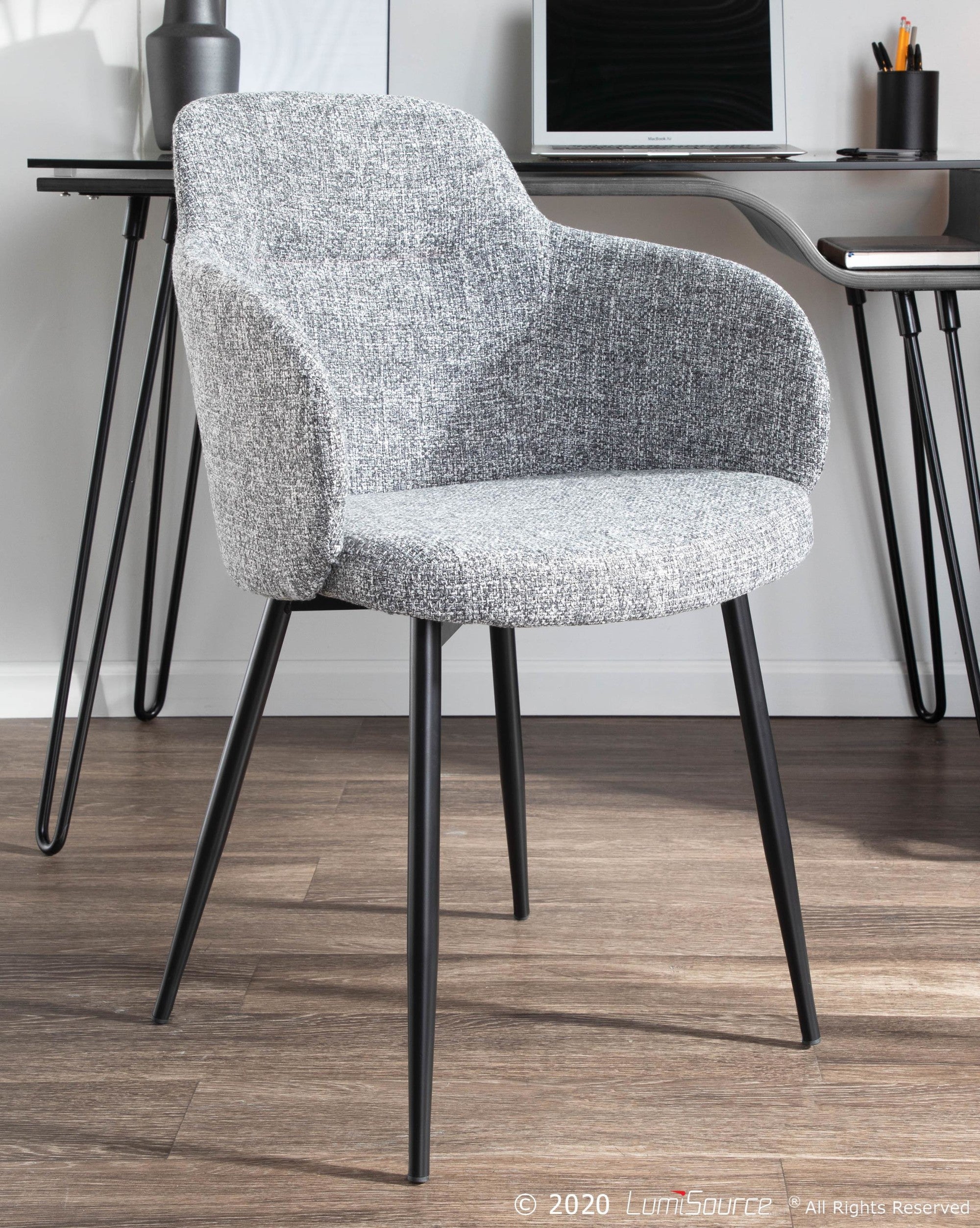 Boyne Chair - Black Metal, Grey Noise Fabric