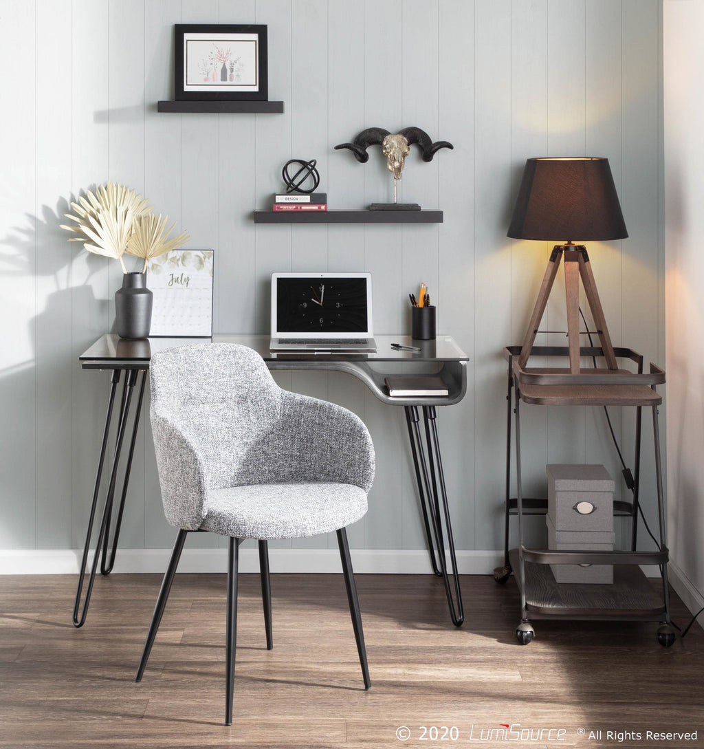 Boyne Chair - Set of 2 - Black Metal, Dark Grey Fabric