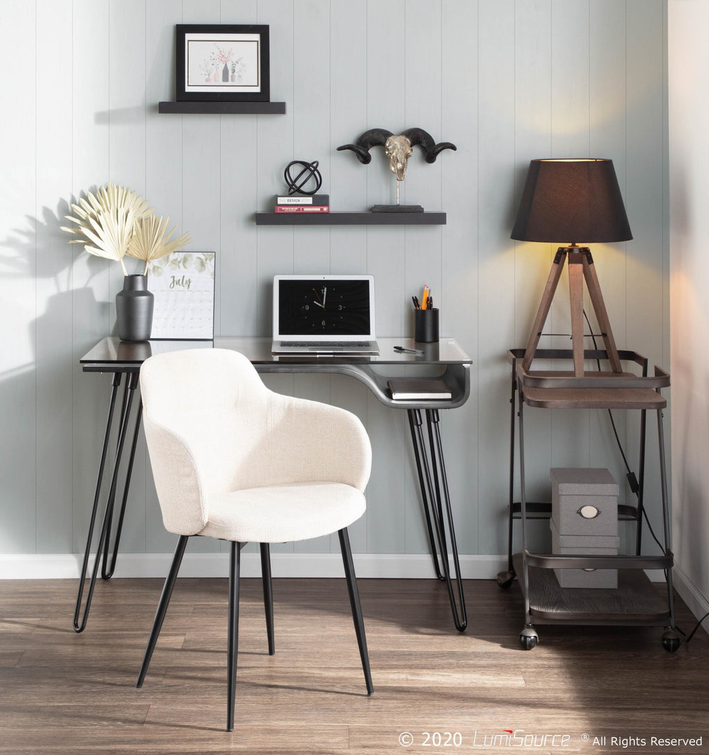 Boyne Chair - Black Metal, Cream Noise Fabric
