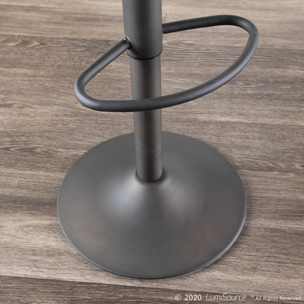 Dakota Adjustable Barstool - Antique Metal, Brown Wood-pressed Grain Bamboo