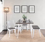 Oregon Dining Chair - Set of 2 - Vintage White Metal, Espresso Bamboo