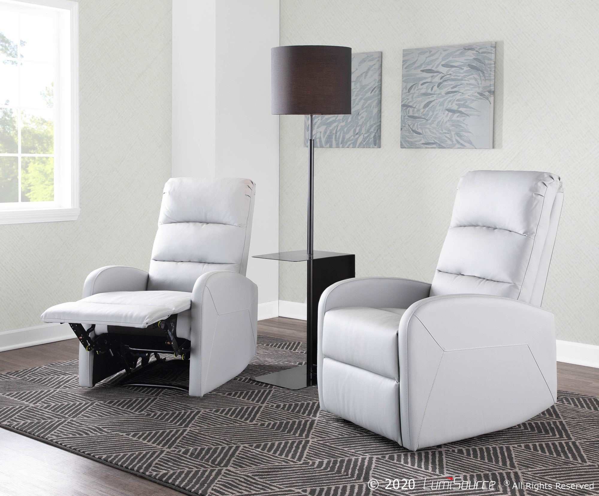 Dormi Recliner Chair - Light Grey/taupe PU