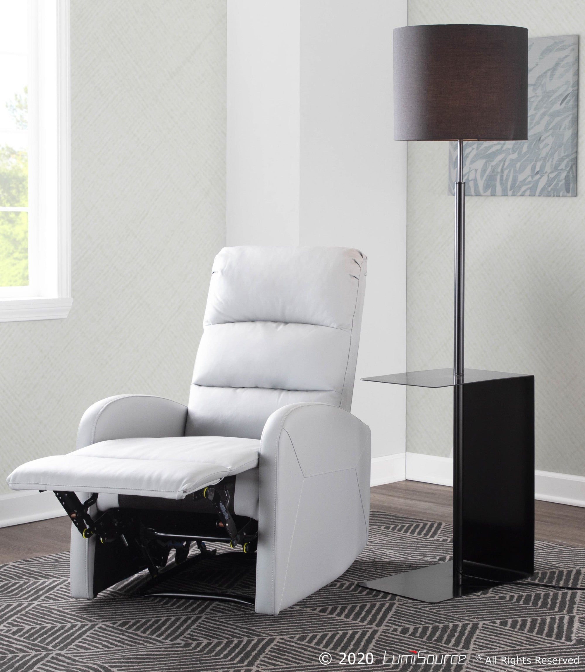Dormi Recliner Chair - Light Grey/taupe PU