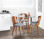 Trilogy Round Dinette Table - Walnut Wood, Clear Glass