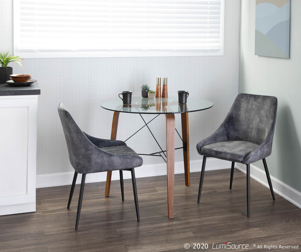 Trilogy Round Dinette Table - Walnut Wood, Clear Glass