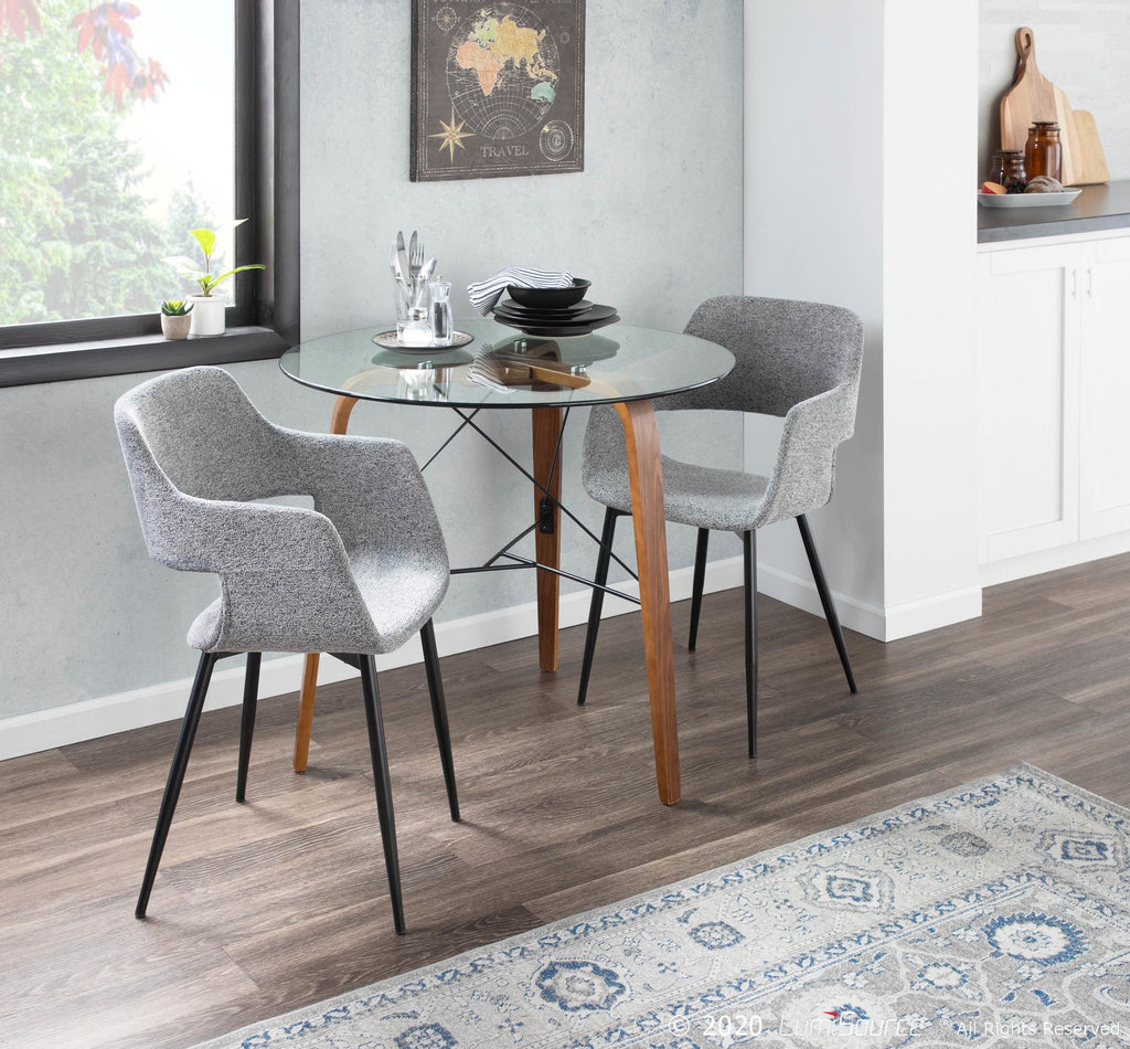 Trilogy Round Dinette Table - Walnut Wood, Clear Glass