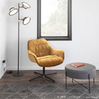 Wayne Swivel Lounge Chair - Black Metal, Chartreuse Velvet