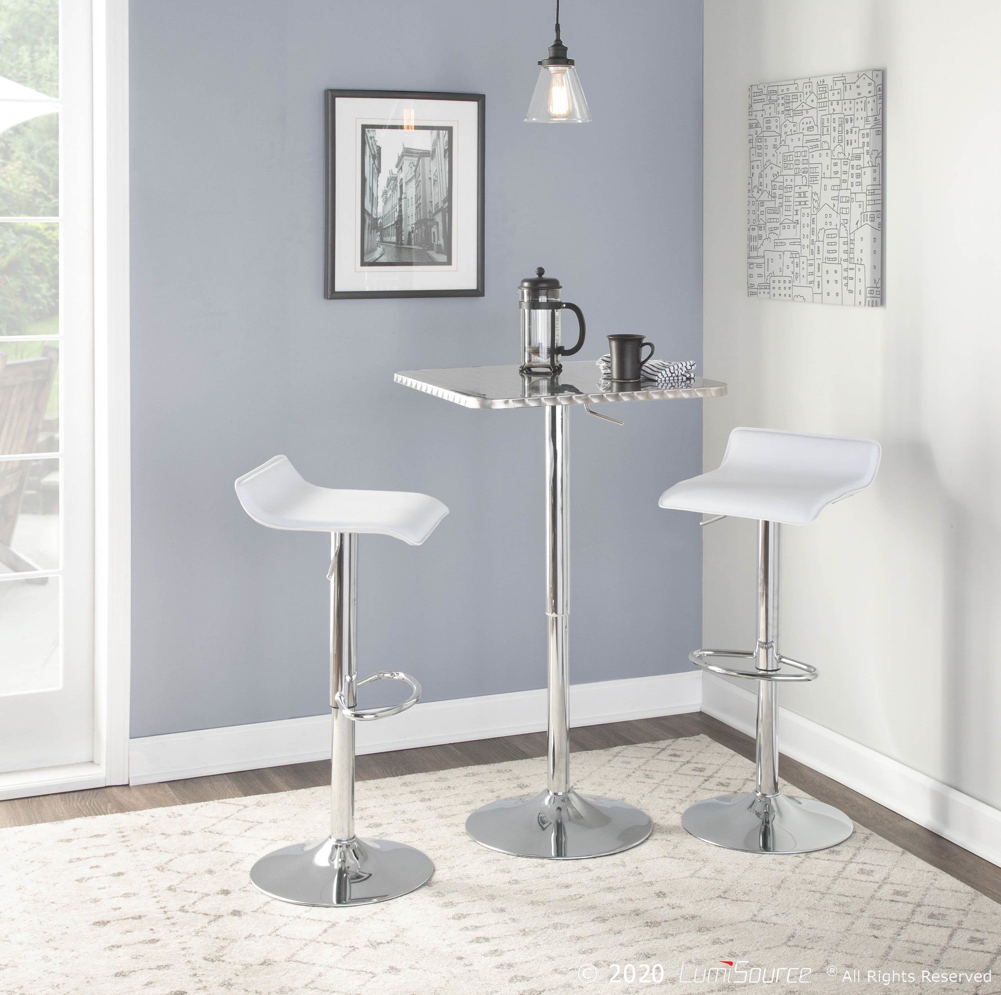 Bistro Square Bar Table - Silver Metal
