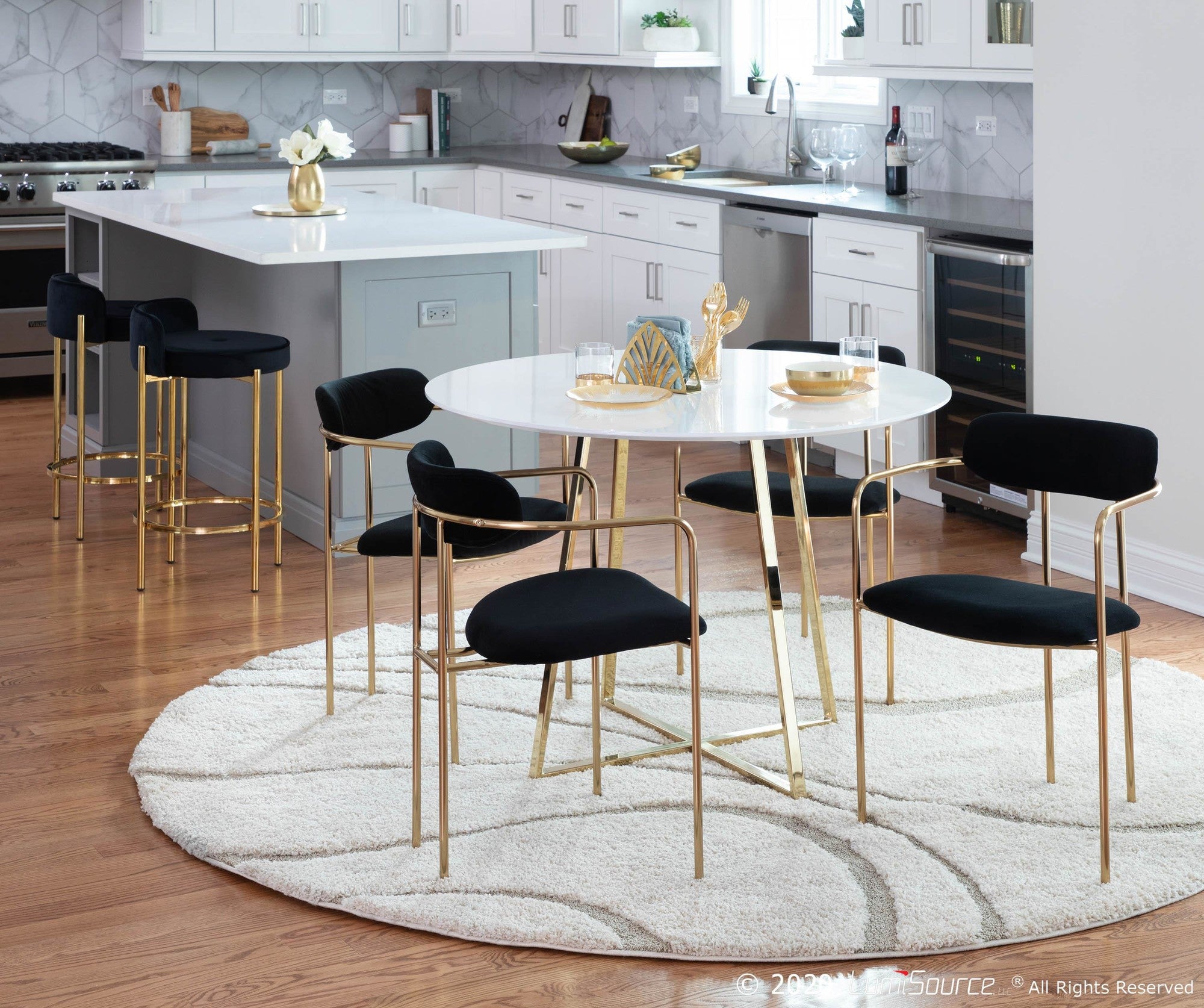 Demi Chair - Set of 2 - Gold Metal, Black Velvet