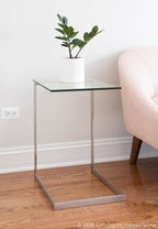 Zenn End Table - Stainless Steel, Glass