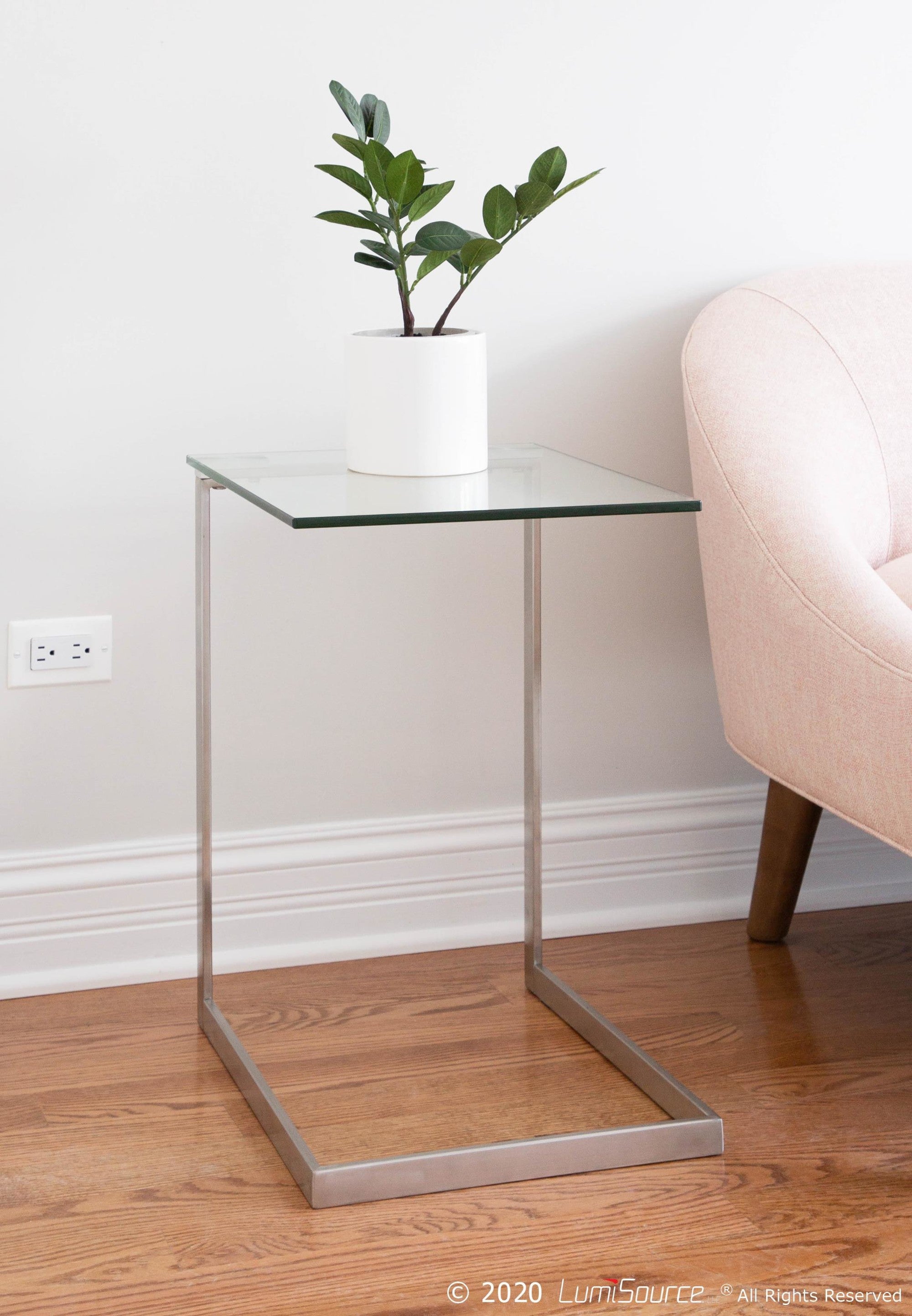 Zenn End Table - Stainless Steel, Glass