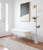 Chloe Storage Bench - Gold Metal, Cream Velvet