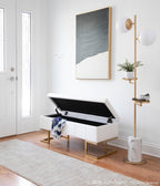 Midas Storage Bench - Gold Steel, White Velvet