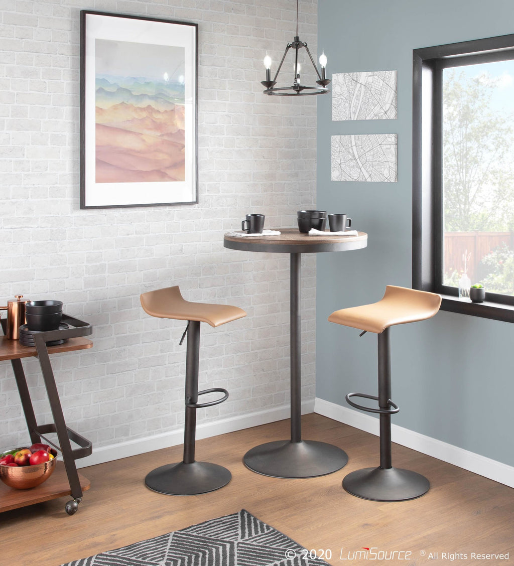 Dakota Bar Table - Antique Metal, Brown Bamboo