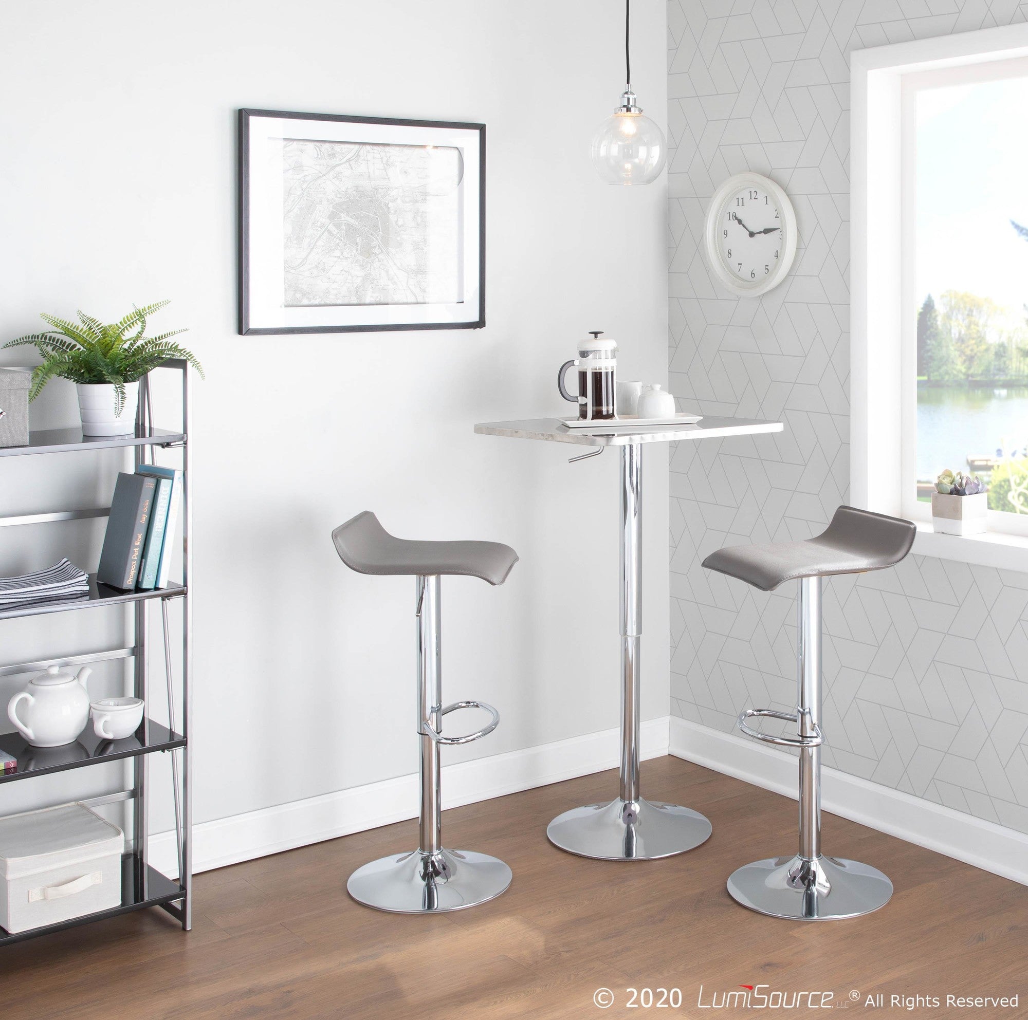 Bistro Square Bar Table - Silver Metal