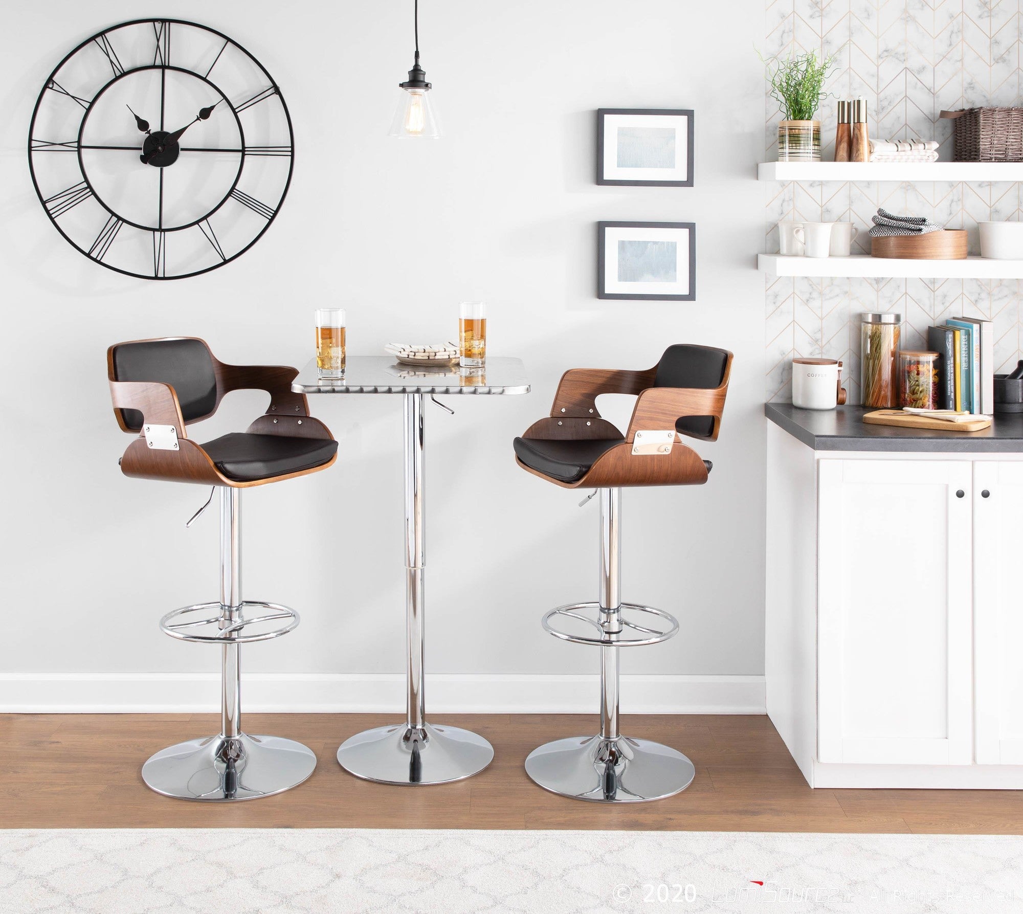 Bistro Square Bar Table - Silver Metal