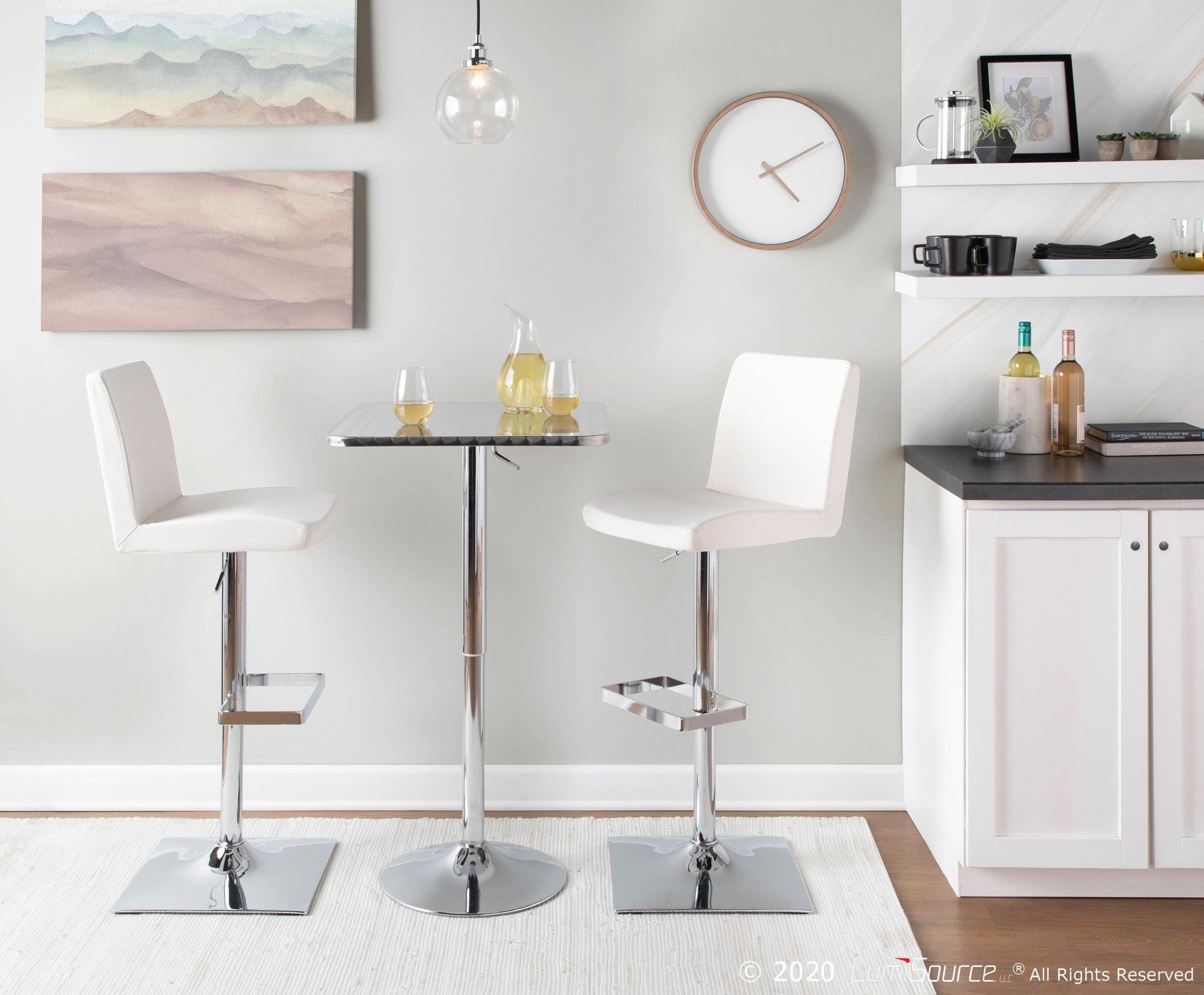 Bistro Square Bar Table - Silver Metal
