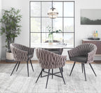 Braided Matisse Chair - Black Frame, Grey Fabric, Grey PU