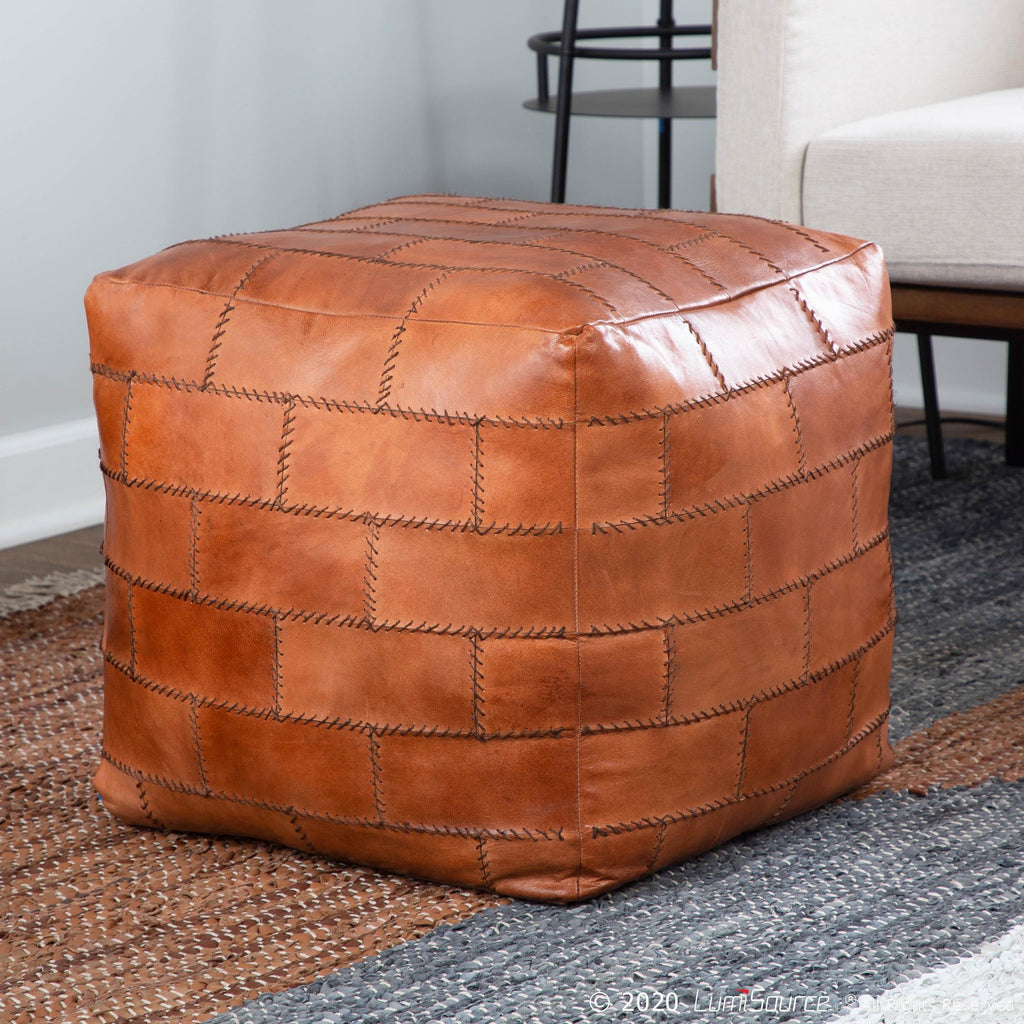 Cobbler Pouf - Brown Leather