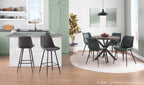 Durango Dining Chair - Set of 2 - Black Metal, Green PU, Orange Zig Zag Stitching