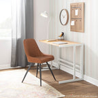 Roman Office Desk - White Metal, Natural Bamboo