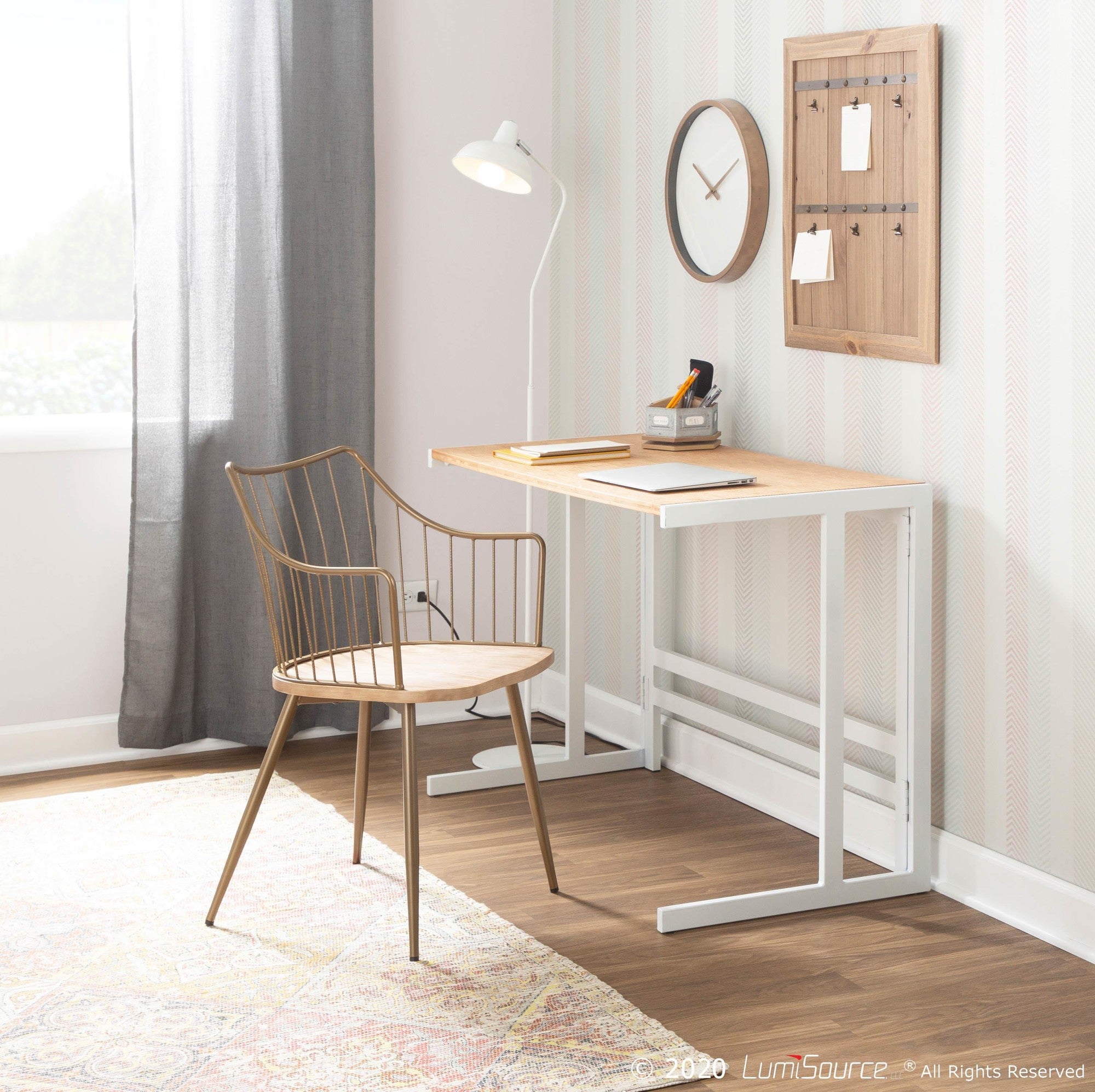 Winston Chair - Antique Copper Metal, Whitewashed Wood