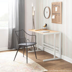 Roman Office Desk - White Metal, Natural Bamboo