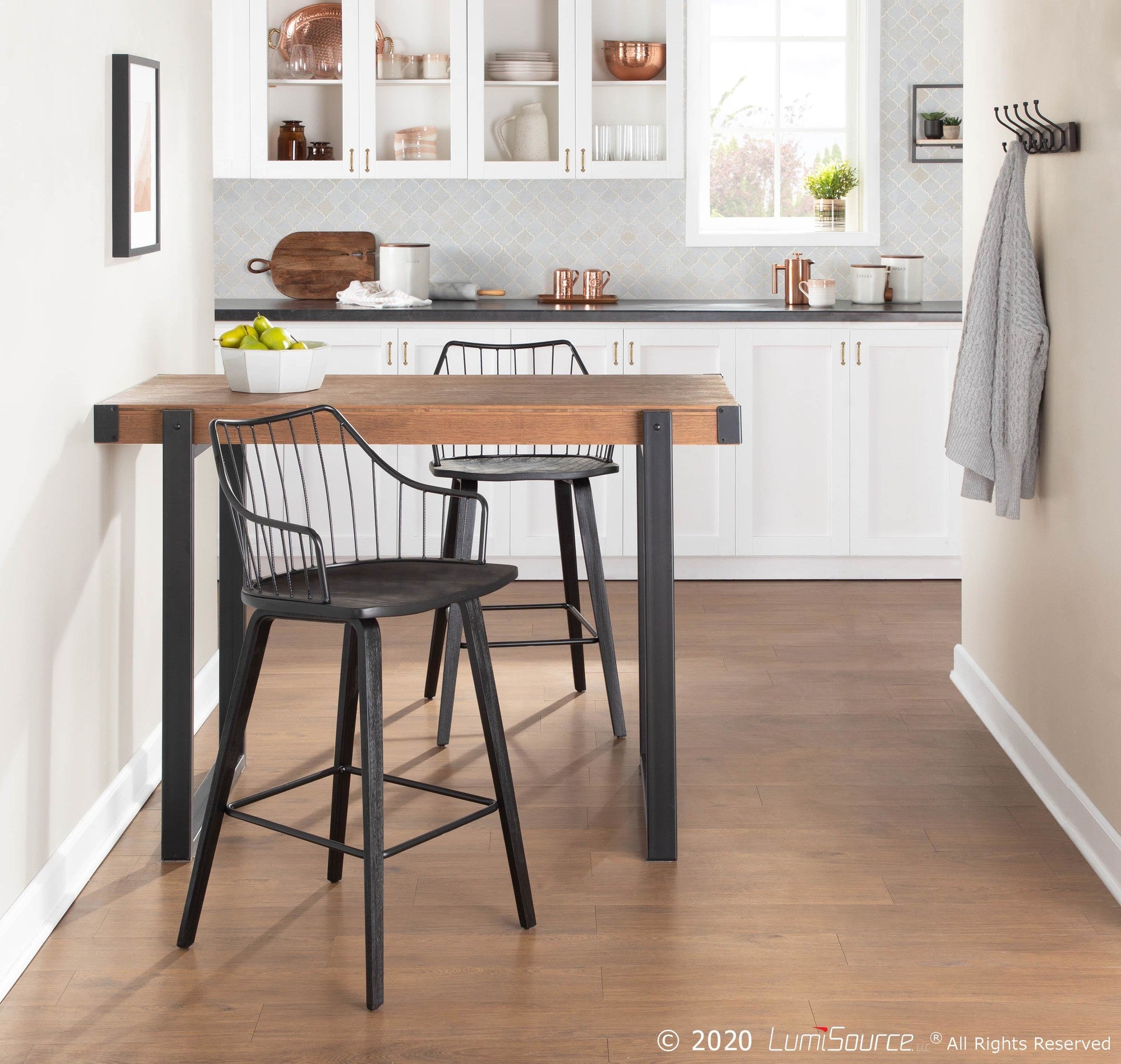 Winston 26" Fixed-Height Counter Stool - Black Wood, Black Metal