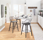 Winston 26" Fixed-Height Counter Stool - Black Wood, Black Metal