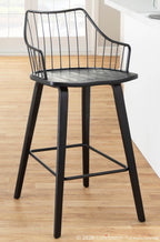 Winston 26" Fixed-Height Counter Stool - Black Wood, Black Metal