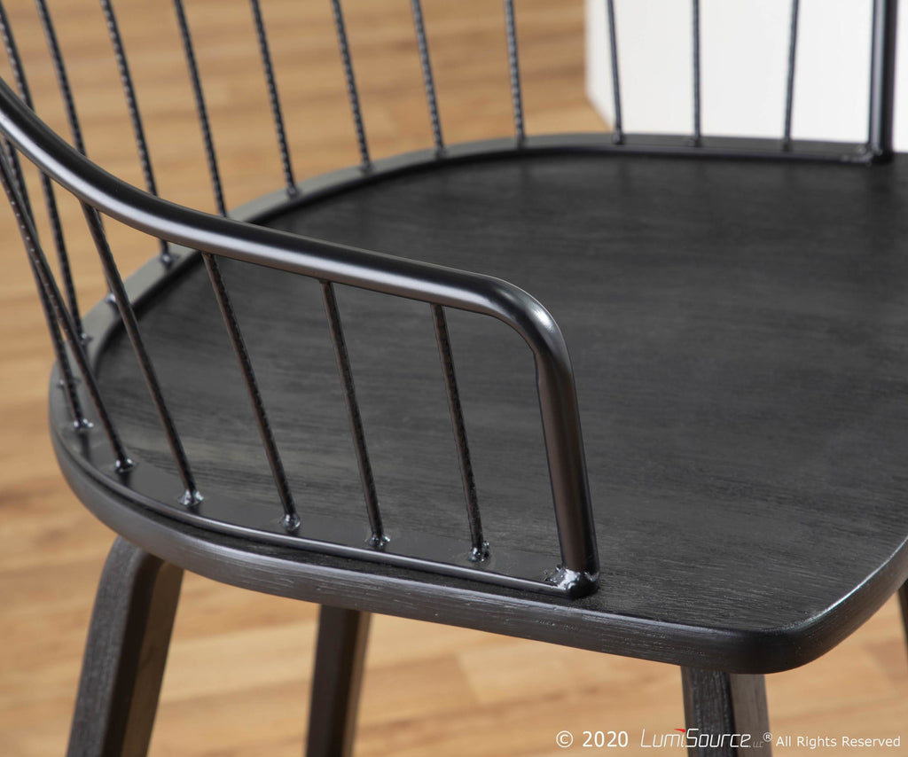 Winston 26" Fixed-Height Counter Stool - Black Wood, Black Metal