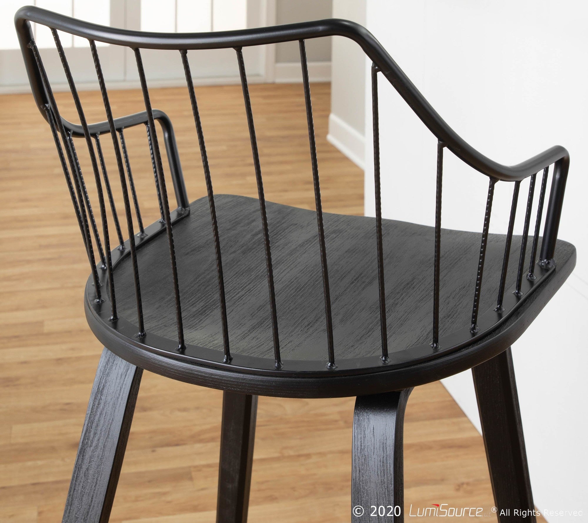 Winston 26" Fixed-Height Counter Stool - Black Wood, Black Metal