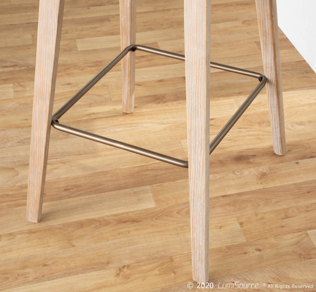 Winston 26" Fixed-Height Counter Stool - Whitewashed Wood, Antique Copper Metal