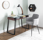 Andrew Chair - Set of 2 - Black Metal, Grey Fabric