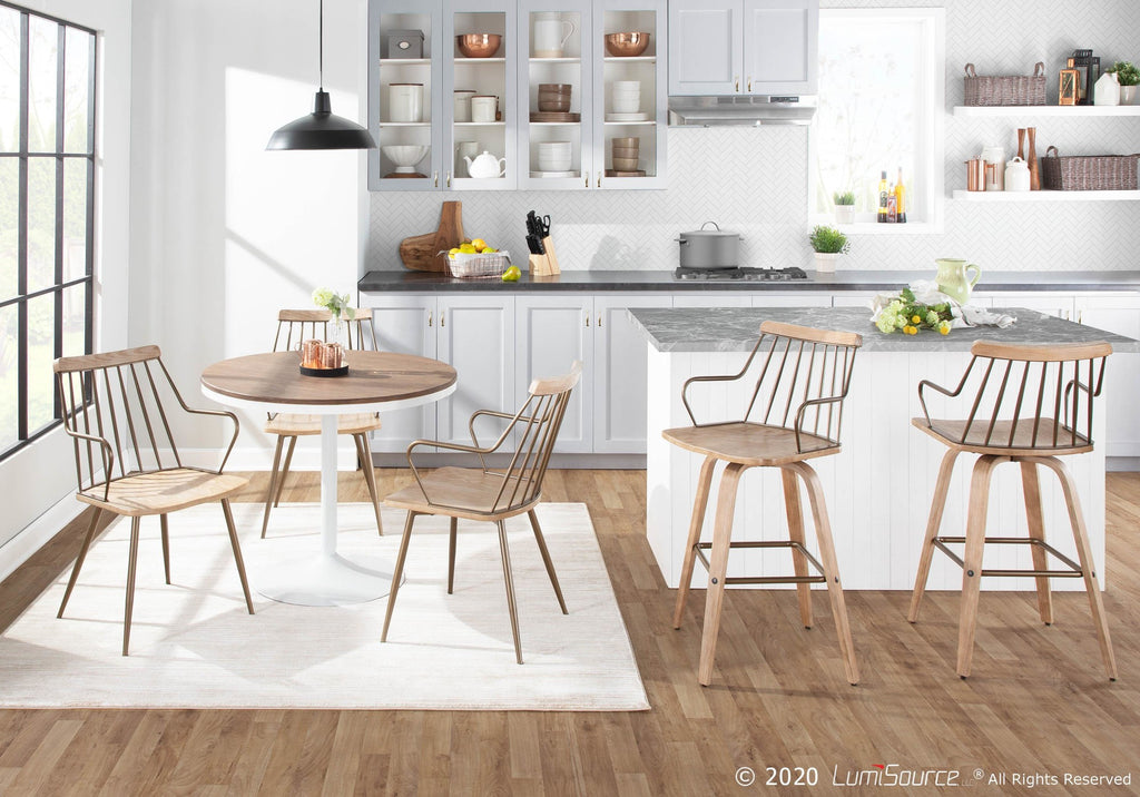 Preston Chair - Antique Copper Metal, Whitewashed Wood