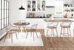Winston 26" Fixed-Height Counter Stool - Whitewashed Wood, Antique Copper Metal