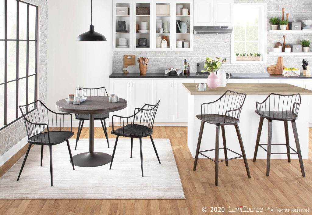 Dakota Dining Table - Antique Metal, Espresso Bamboo