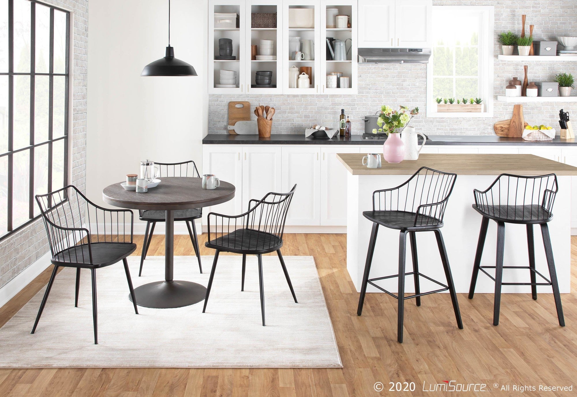 Winston 26" Fixed-Height Counter Stool - Black Wood, Black Metal