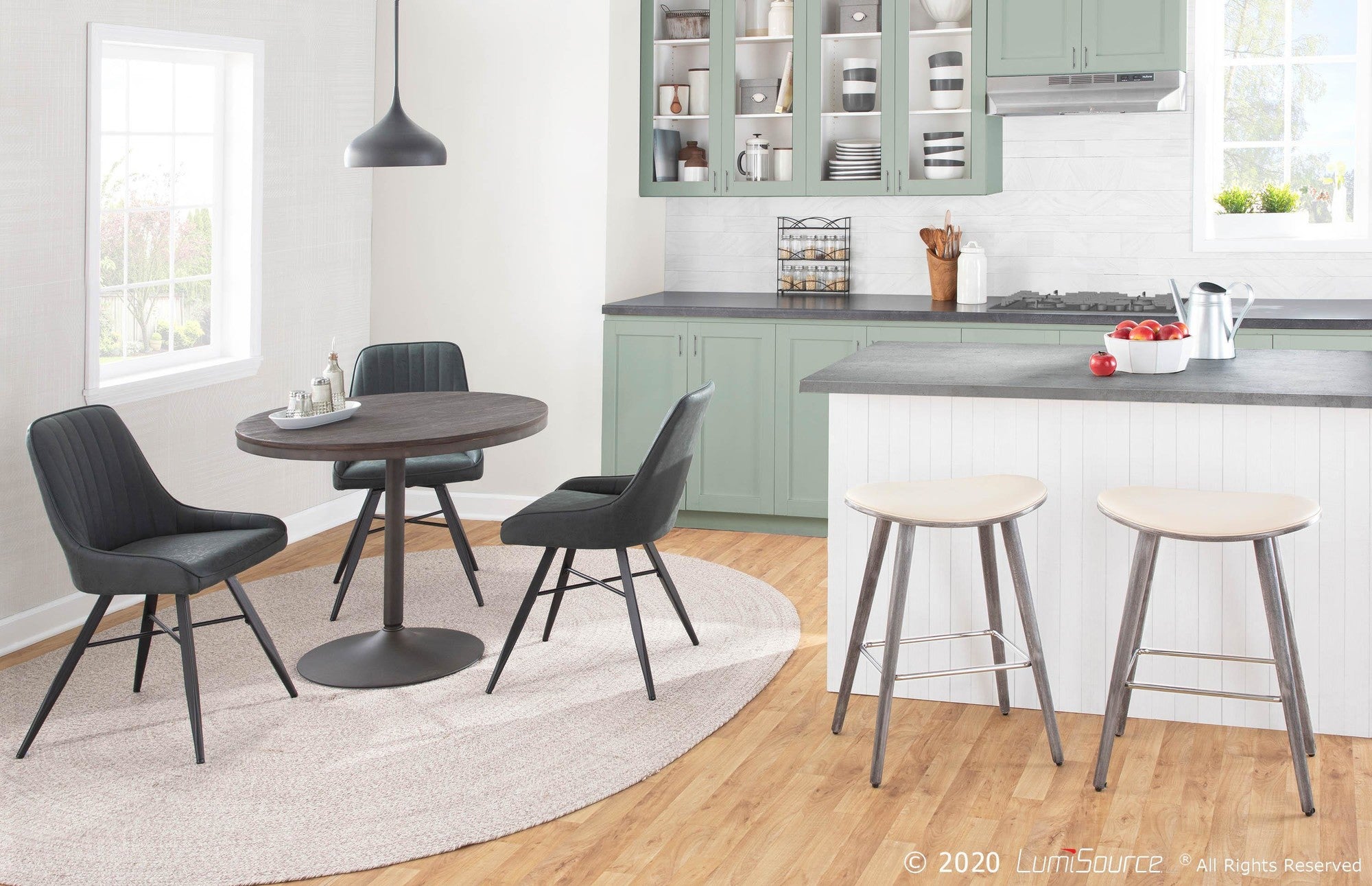 Dakota Dining Table - Antique Metal, Espresso Bamboo