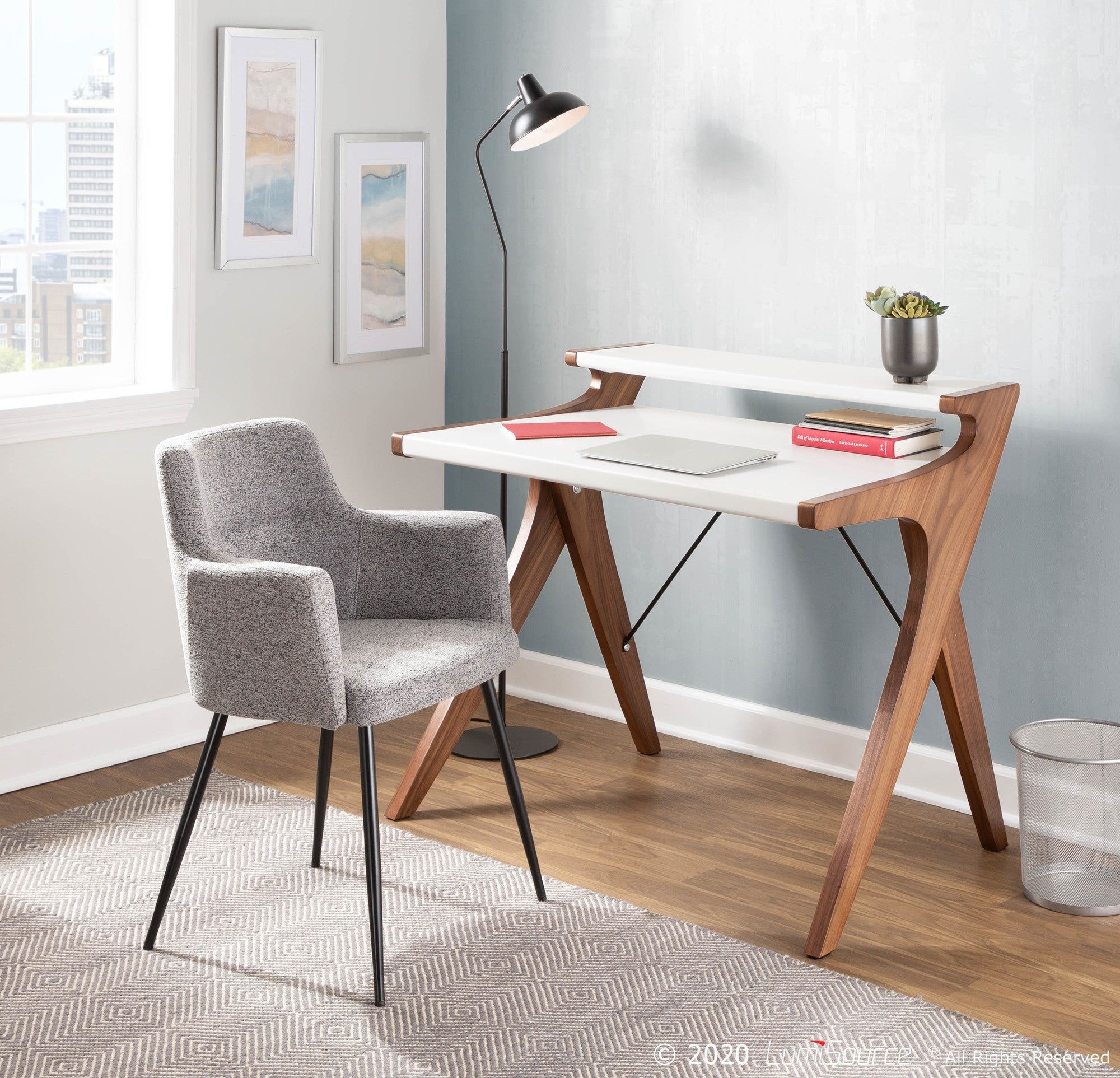 Andrew Chair - Set of 2 - Black Metal, Grey Fabric
