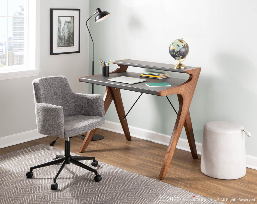 Archer Desk - Walnut Wood, Grey Wood