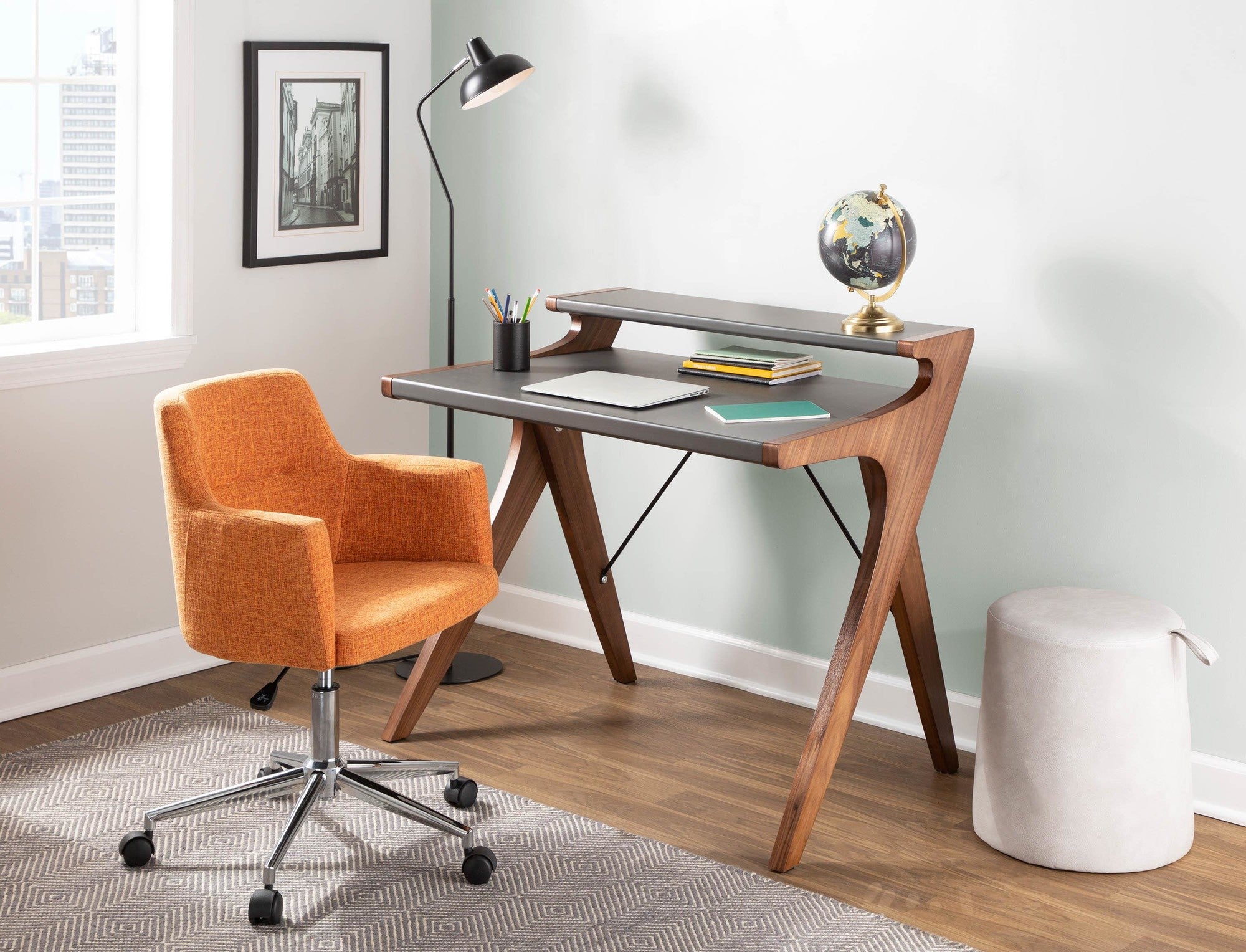 Archer Desk - Walnut Wood, Grey Wood