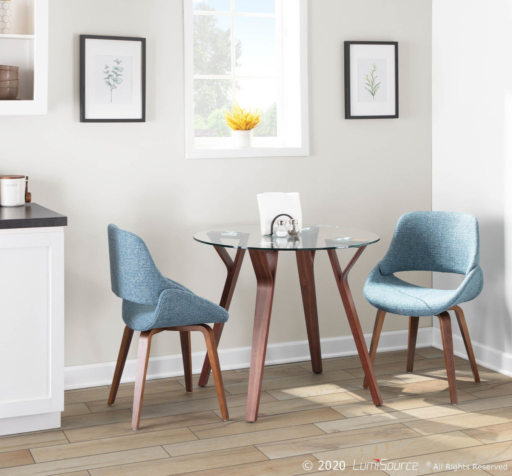 Folia Round Dinette - Walnut Wood, Clear Glass