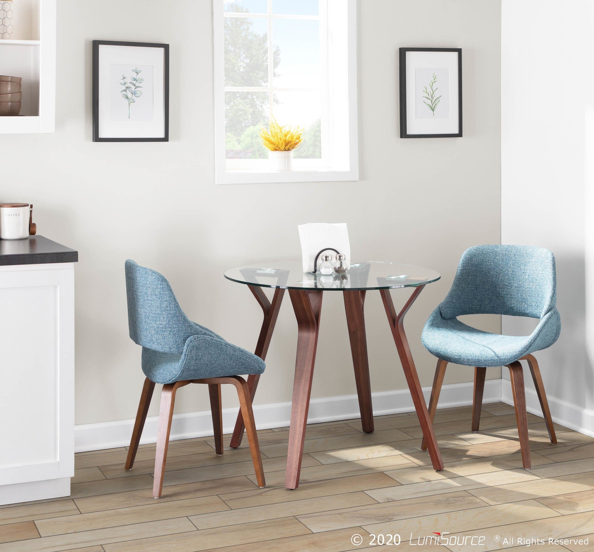 Folia Round Dinette - Walnut Wood, Clear Glass