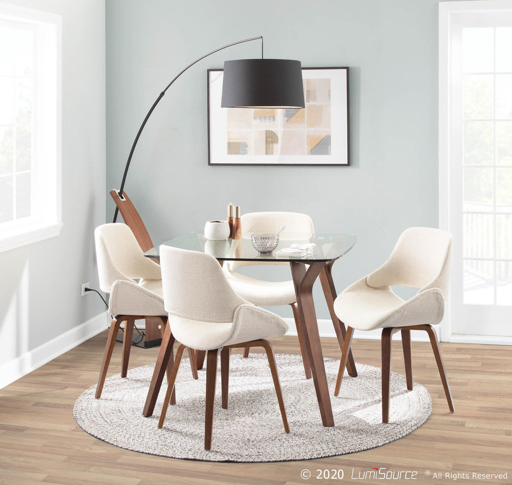 Folia Glass Dinette Table - Walnut Wood, Clear Glass