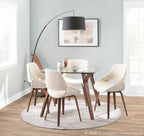 Folia Glass Dinette Table - Walnut Wood, Clear Glass
